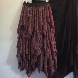 Free People Layered Chiffon Maxi Skirt S